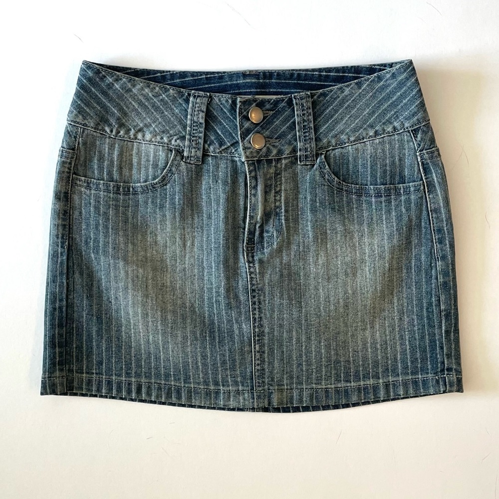 Y2K Forever 21 Railroad Stripe Jean Mini Skirt Size Small